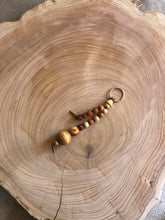 Load image into Gallery viewer, Keyring with rustic under tones Wooden Beads and Faux Suede Cord - Chic Split Ring Accessory, Perfect Gift
