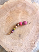 Load image into Gallery viewer, Keyring with mixed colour Wooden Beads and Faux Suede Cord - Chic Split Ring Accessory, Perfect Gift
