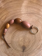 Load image into Gallery viewer, Keyring with dusty rose Wooden Beads and Faux Suede Cord - Chic Split Ring Accessory, Perfect Gift
