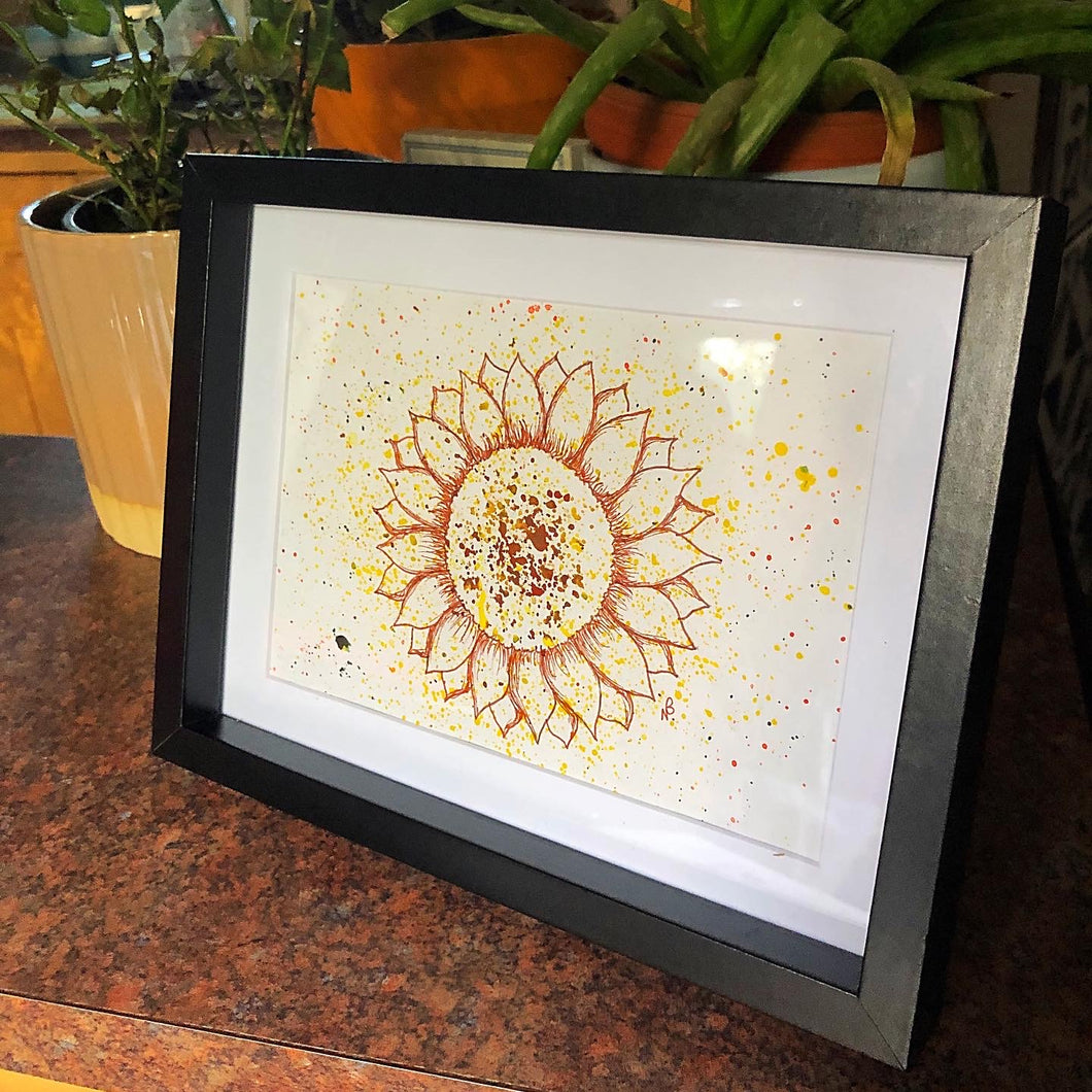 Original framed sunflower art