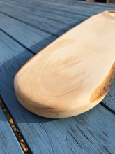 Load image into Gallery viewer, Handmade Maple serving platter with pyrography detail.
