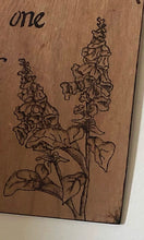 Load image into Gallery viewer, Mother plaque. With foxglove pyrography detail.
