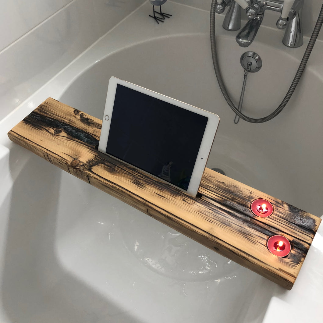 Wood and resin bath rack