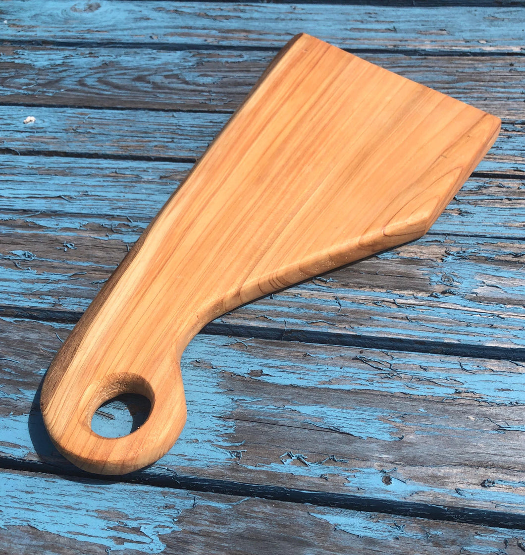 Solid cedar shaped serving board