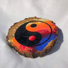 Load image into Gallery viewer, Hand painted wood slice Yin Yang
