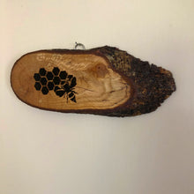 Load image into Gallery viewer, Pyrography bee and honey comb decor

