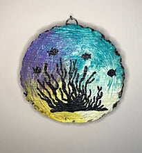 Load image into Gallery viewer, Hand painted wood slice with Under sea detail
