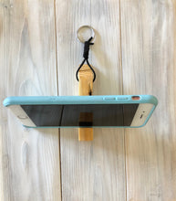 Load image into Gallery viewer, Wooden phone stand keyring
